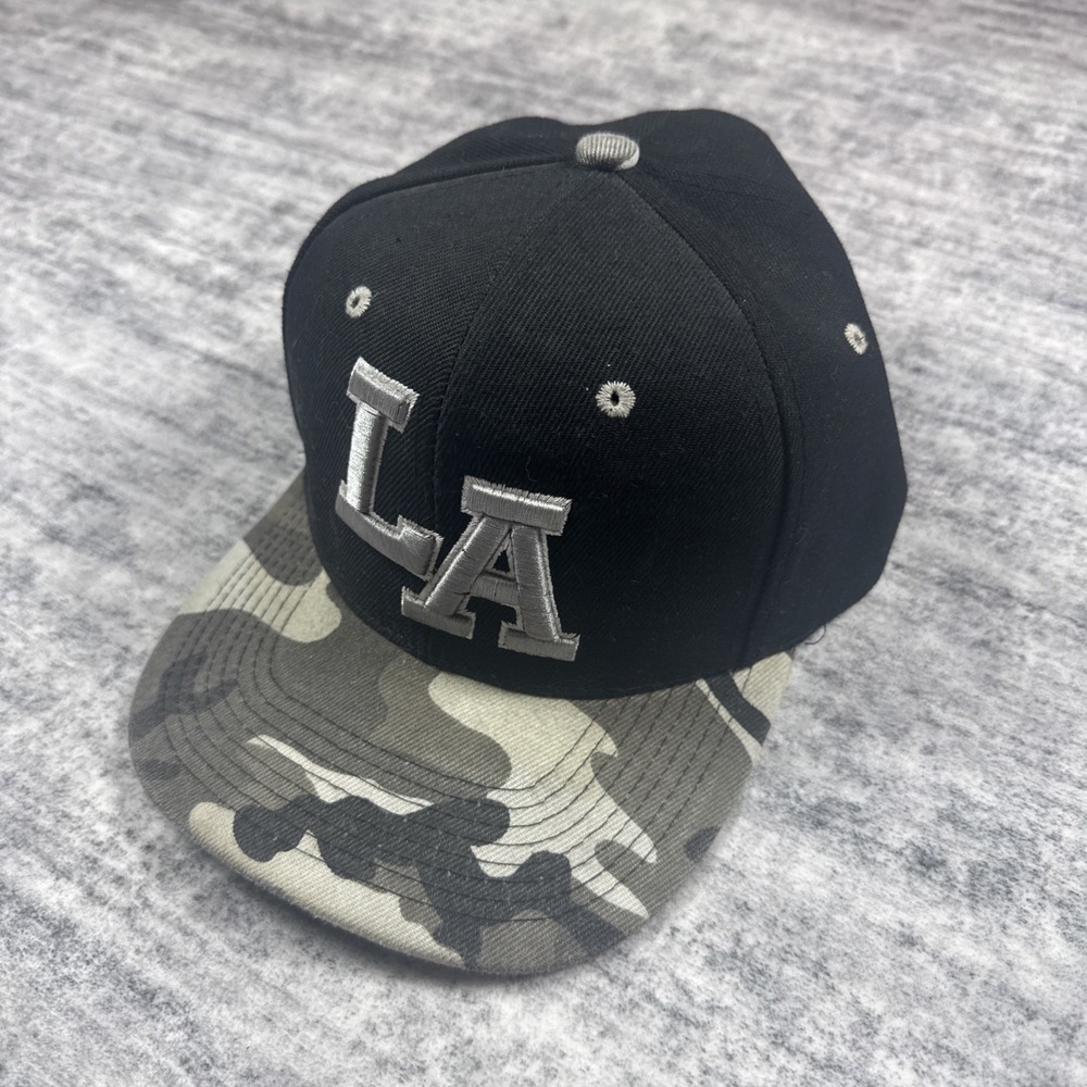 Headlines LA Camo Snapback Hat Black/ Grey Acrylic 100%